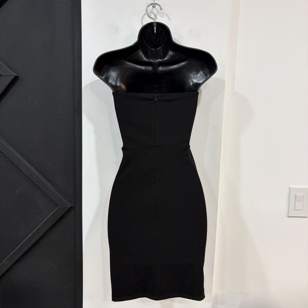 Strapless Black Corset Style Lace Up Bodycon Mini Dress Size Small - Picture 6 of 7